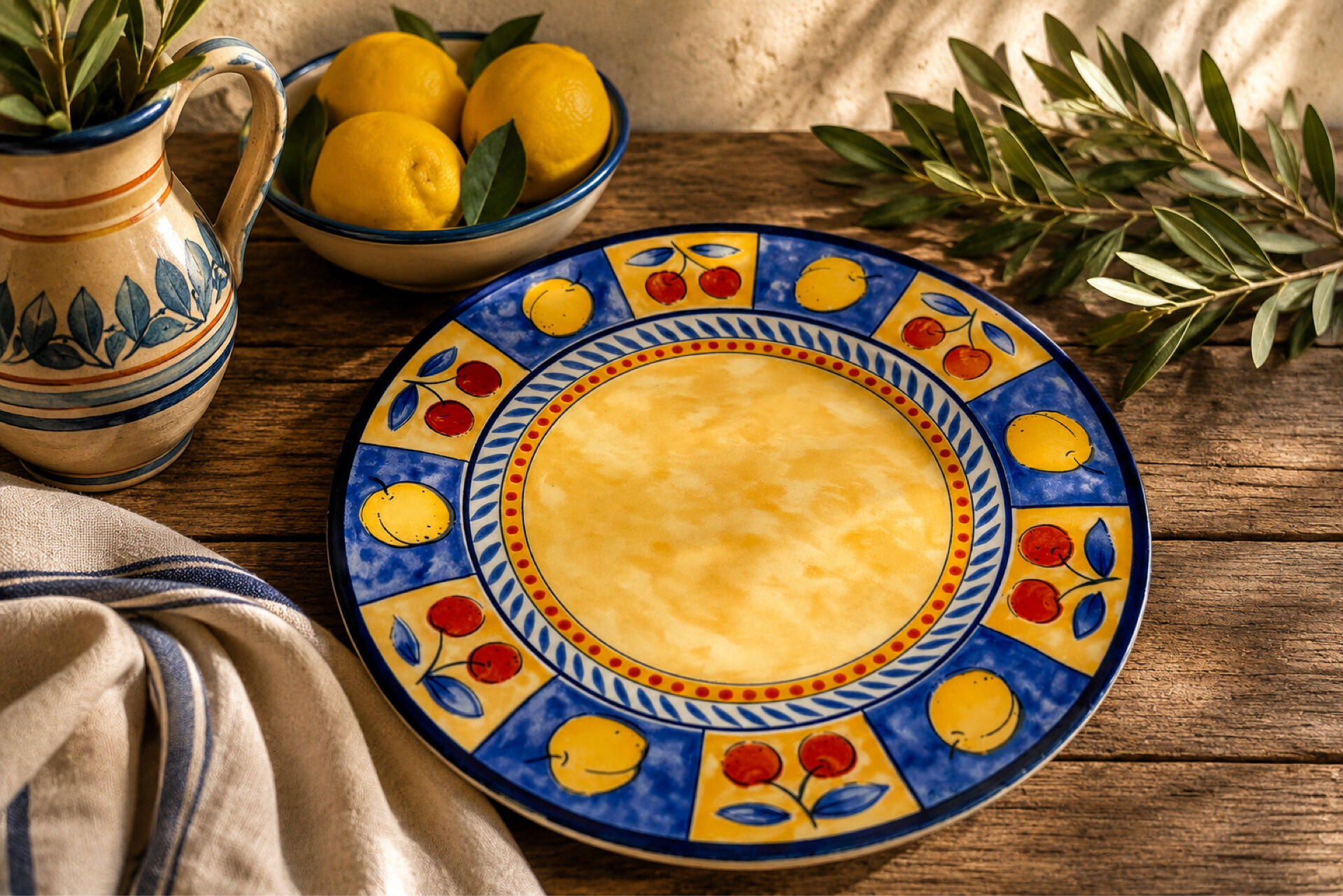 Assiette décorative Ligne Hôtesse signée Palluy – Citrons & Cerises