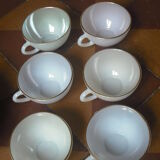 6 large iridescent tea cups with gold edge
