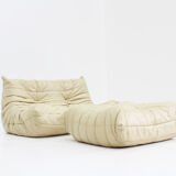 Ensemble canapé Togo Ligne Roset en cuir jaune par Michel Ducaroy pour Ligne Roset