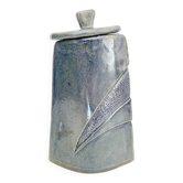 Covered pot in glazed stoneware signed