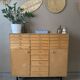 Vintage 20-drawer craft cabinet, 1960s in raw wood