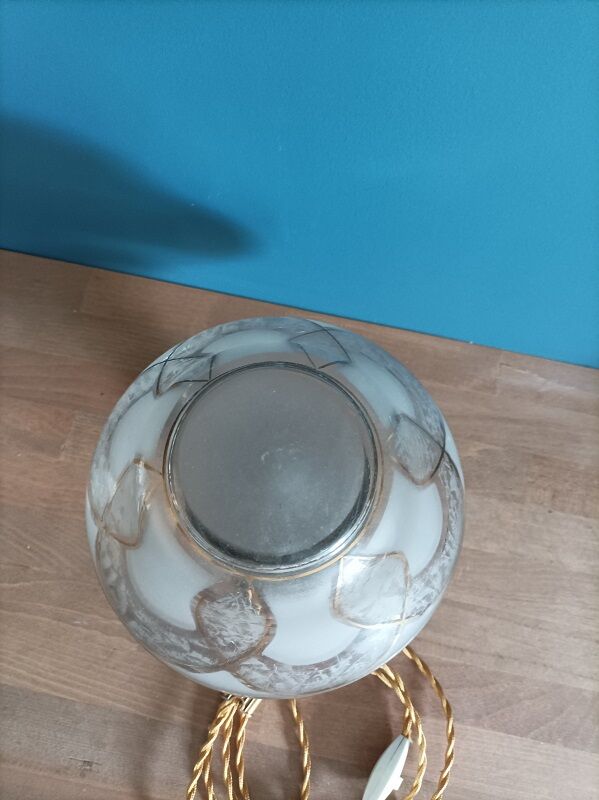 Living room lamp globe art deco gold border base brass dp 0723030