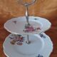 Présentoir à Gateaux - Serviteur 2 étages -  Porcelaine décor Floral