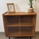 Vintage oak display cabinet from the 1960s.