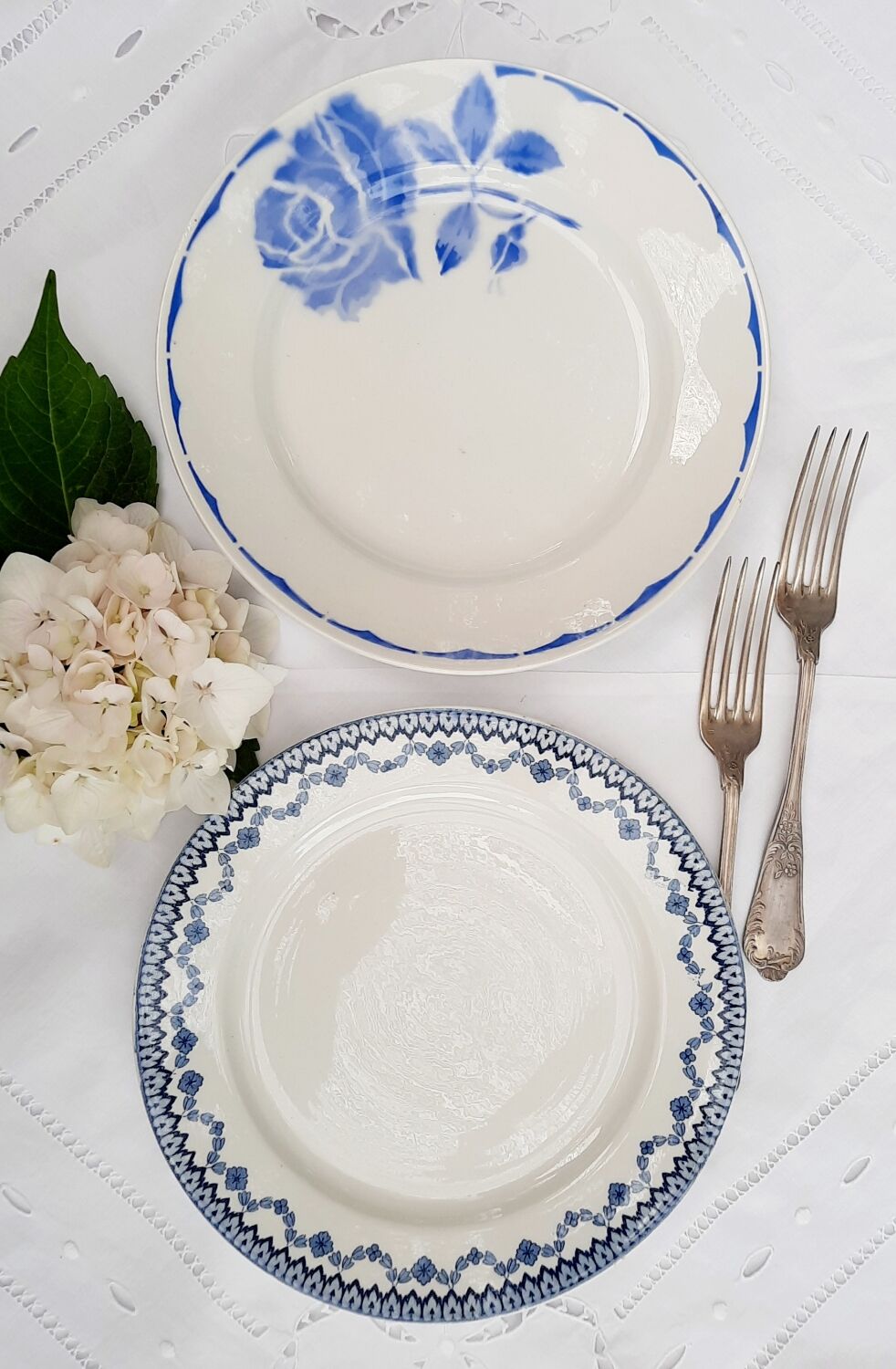 Old flat plates mismatched in earthenware