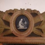 Louis XVI period mirror in patinated wood - 84x51cm