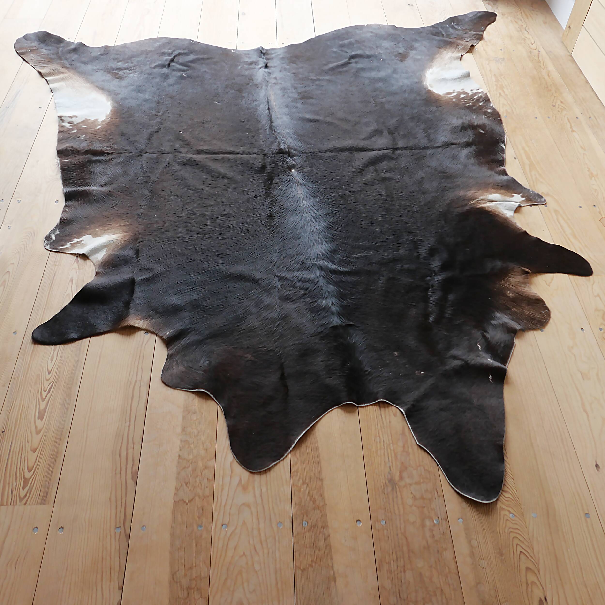 Genuine cowhide living room rug, vintage design, 1970s
