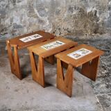 Set of 3 nesting tables by Guillerme and Chambron, France, 1960s