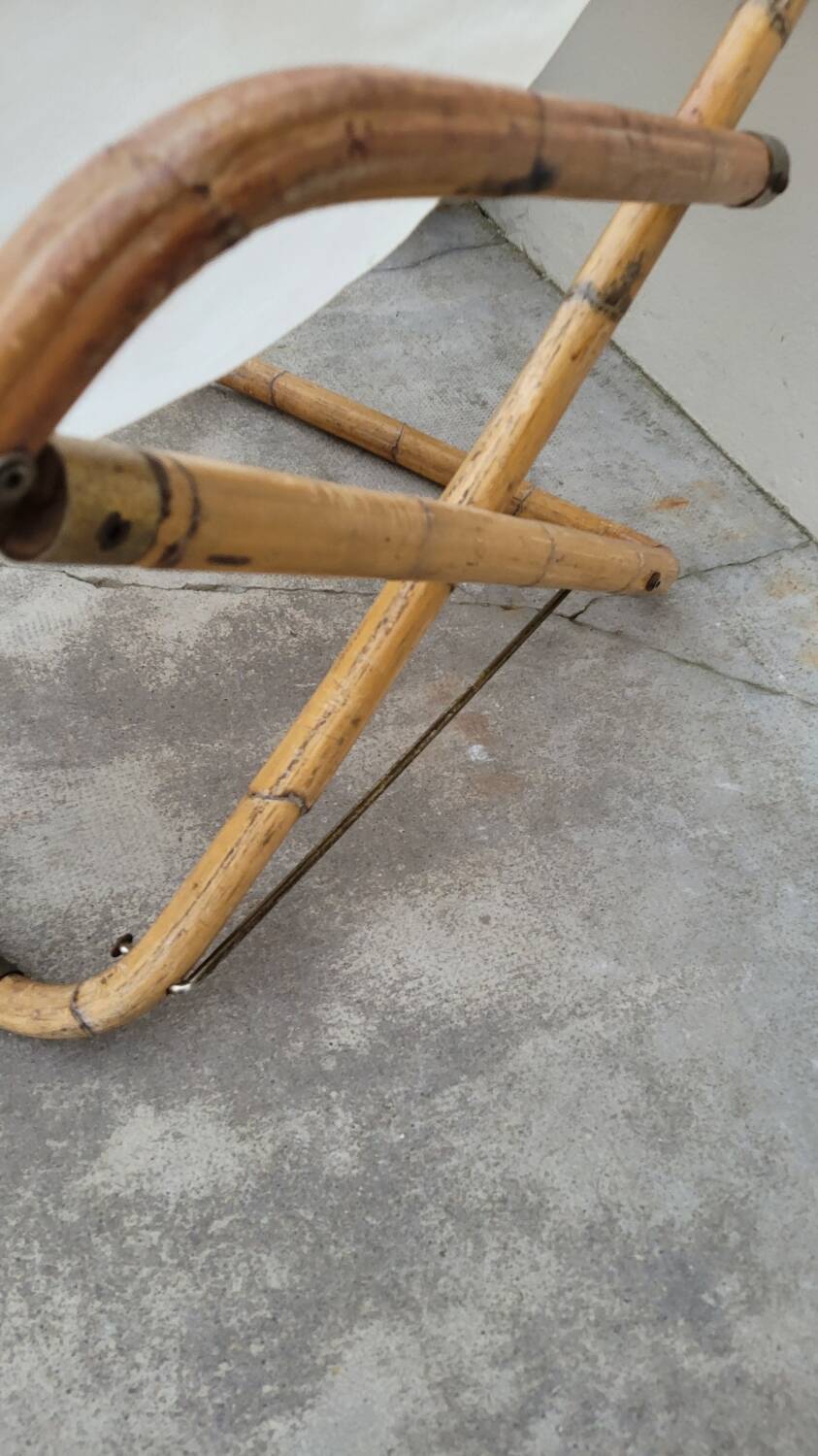 Vintage bamboo deck chair armchair 1950s Italy