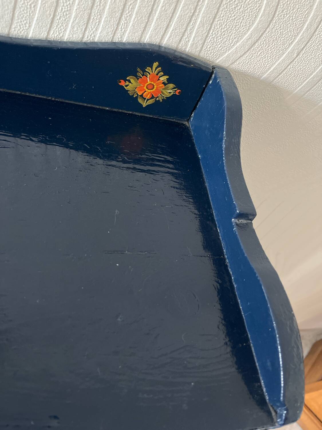 Vintage midnight blue bookcase shelf