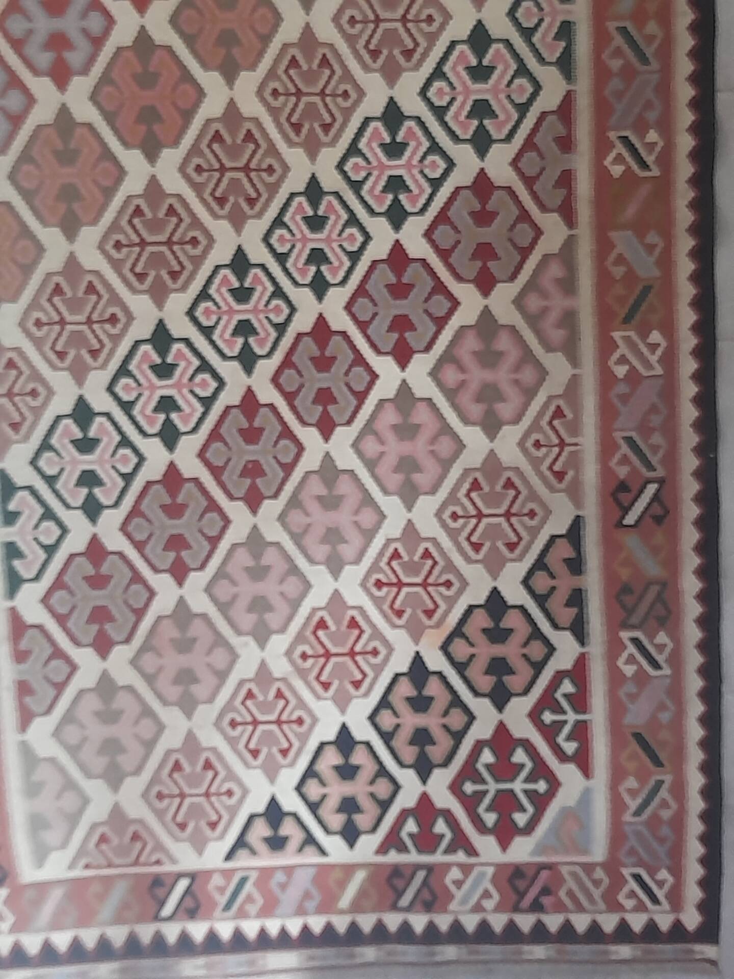 Large geometric kilim rug pure wool 160 x 290 cm