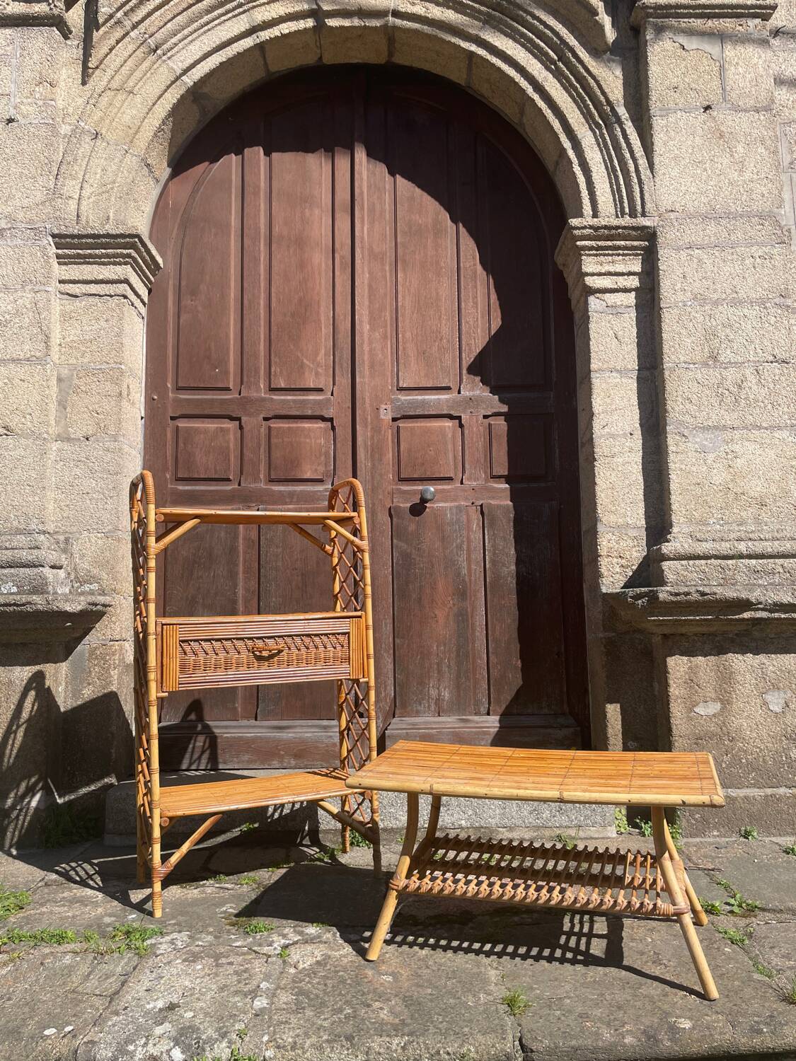 Rattan living room set, 1970s