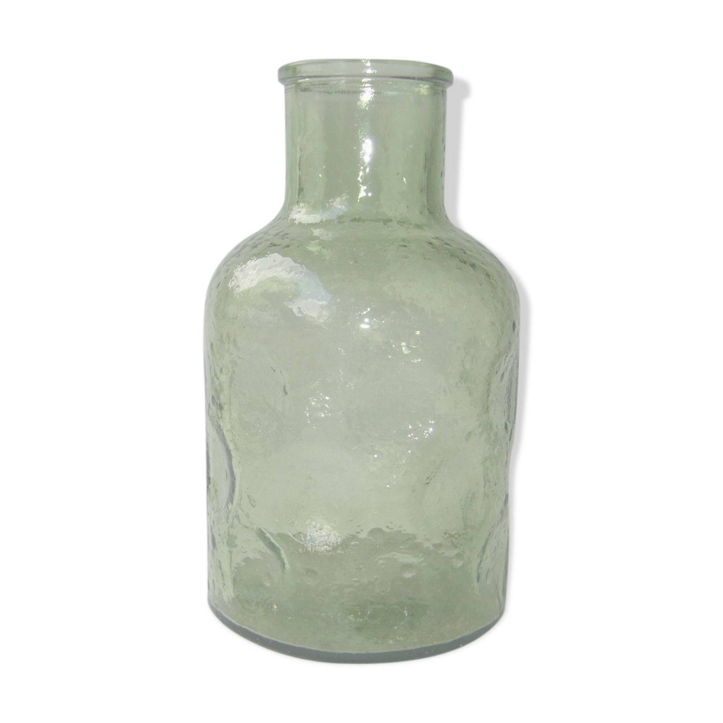 Bouteille vintage en verre bullé vert