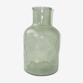 Bouteille vintage en verre bullé vert