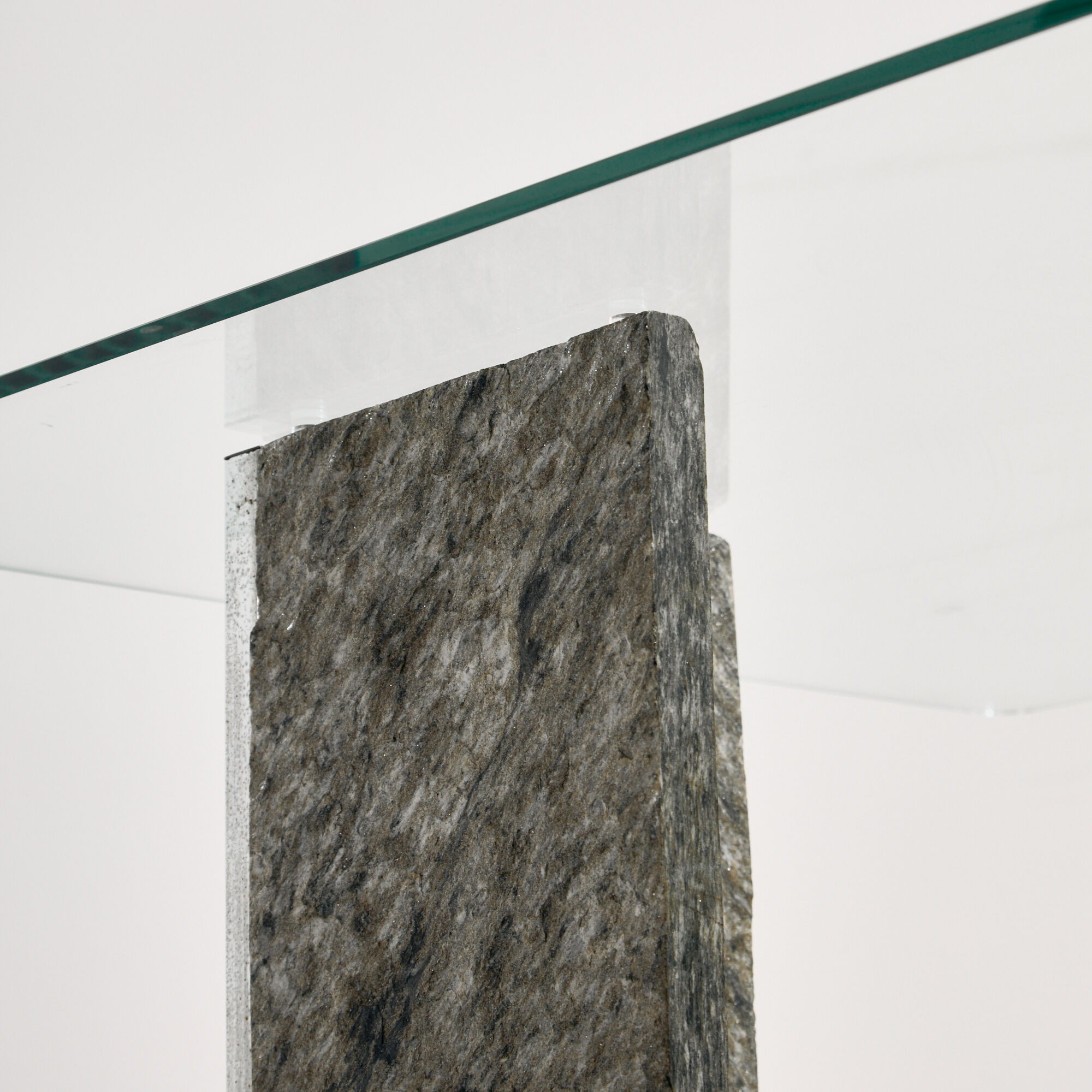 Glass and slate stone console