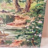 Old painting on canvas signed Bourbon.