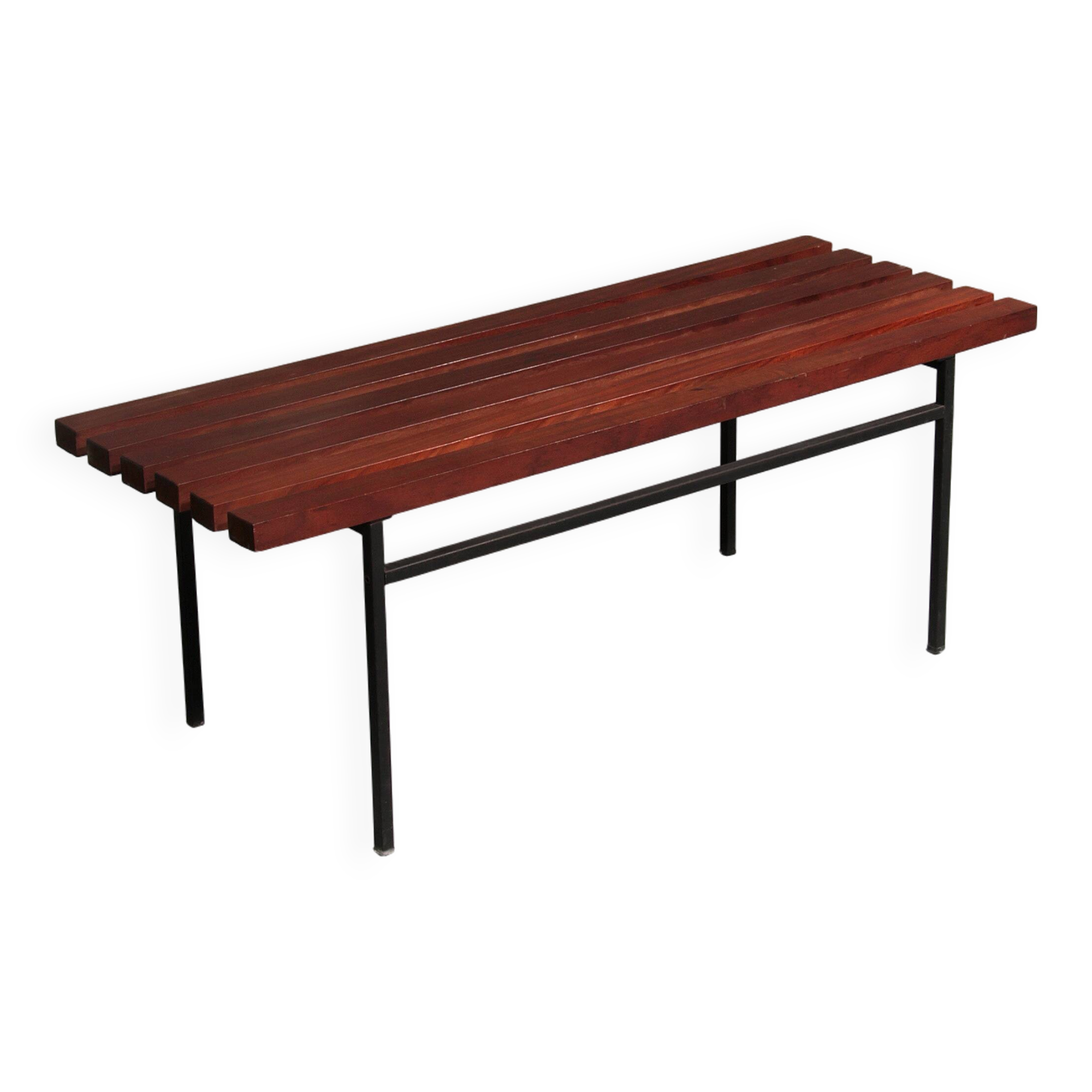 Mid-Century Meranti Wood Bench 1960 Italy