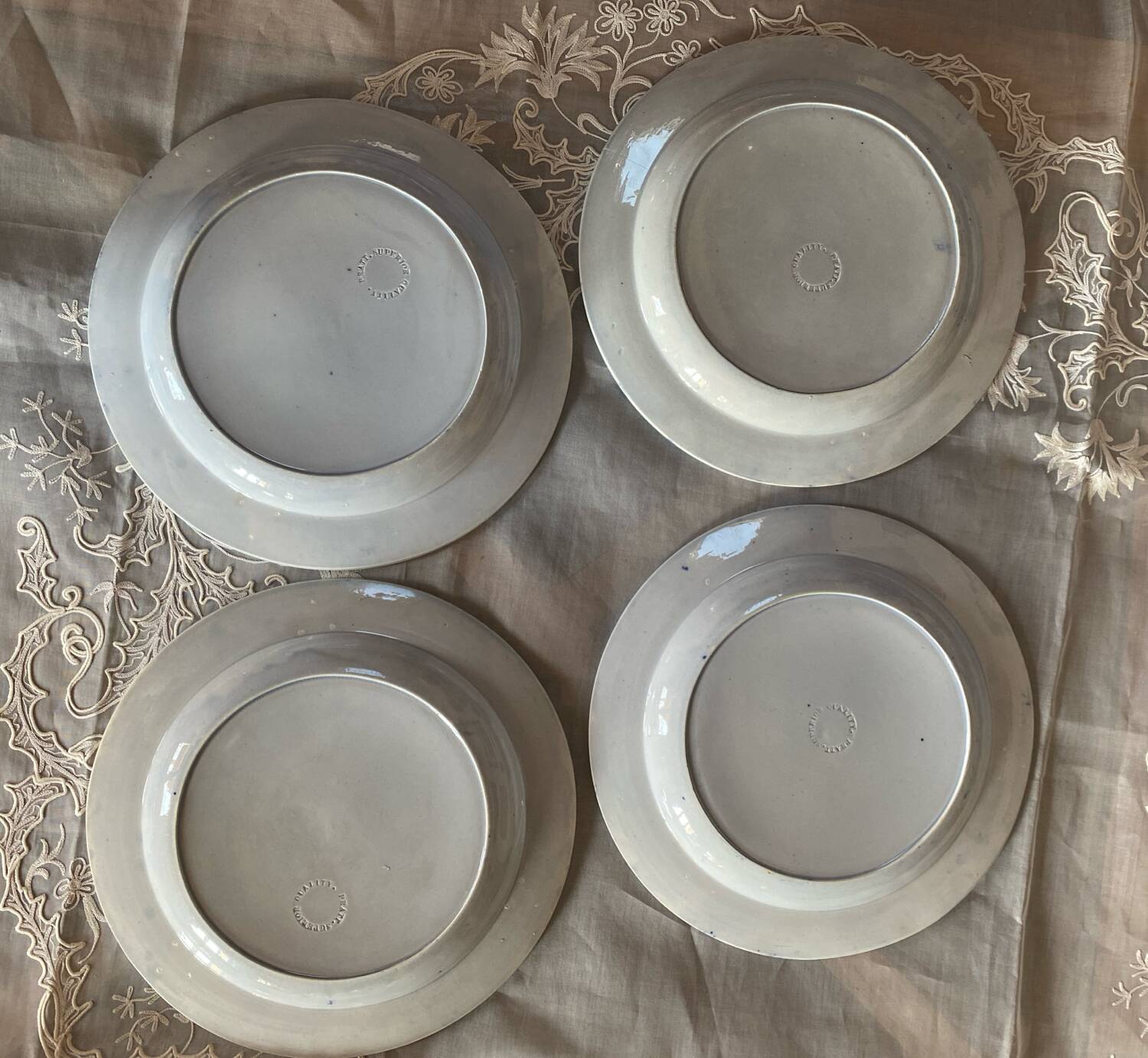 Set of 4 English flat plates from the mid-19th century.