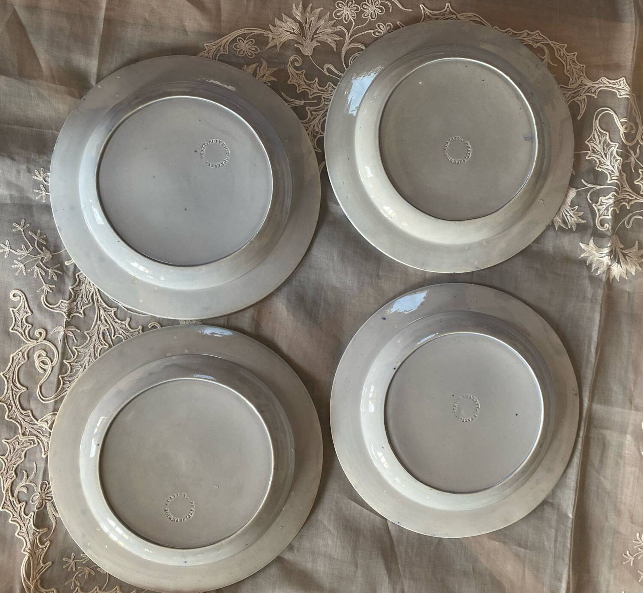 Set of 4 English flat plates from the mid-19th century.