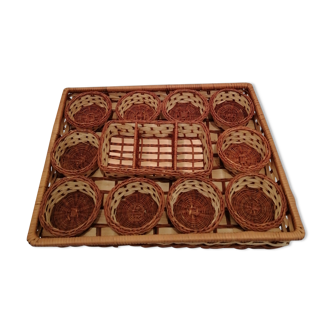 Wicker tray for apero or other service