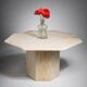 Postmodern octagonal coffee table in Italian travertine, 1970.