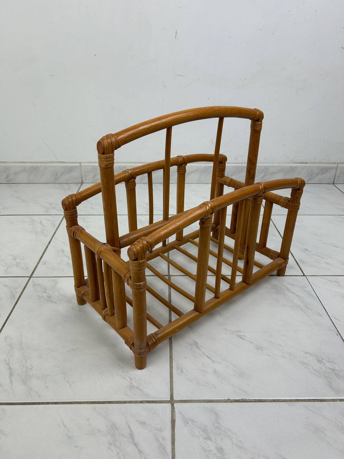 Vintage bamboo magazine rack