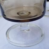 Set of 9 smoked glass wine glasses 70's