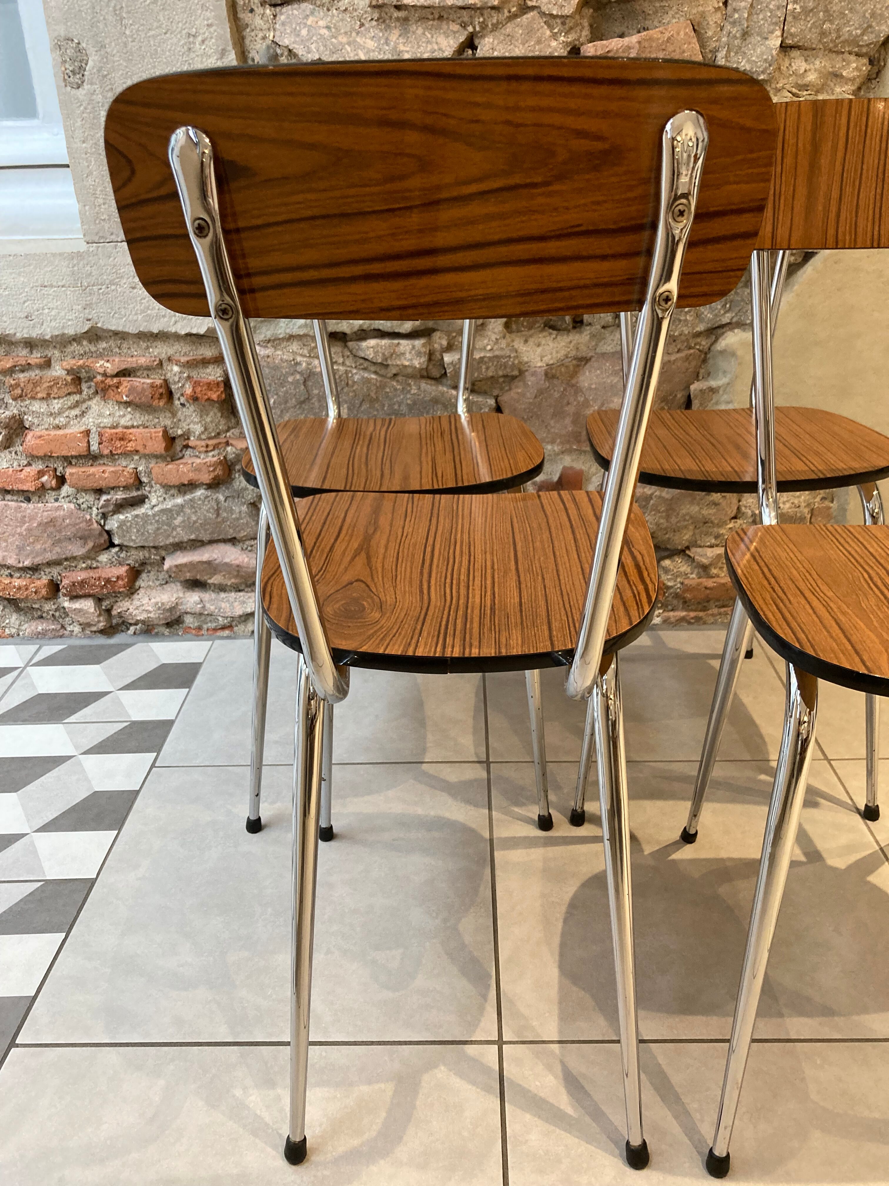 Set of 4 chairs formica imitation wood