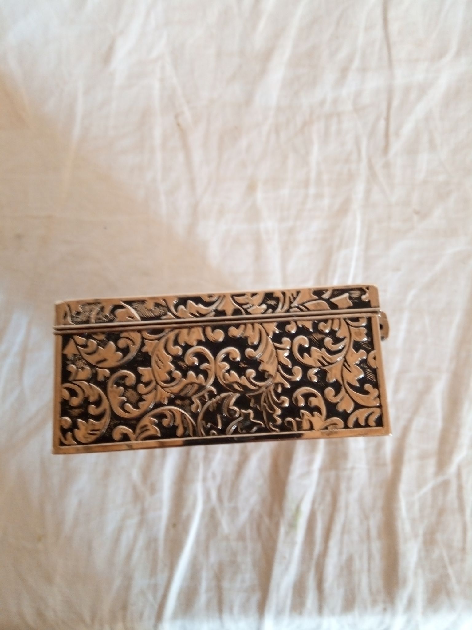 Silver metal jewelry box from the 50s