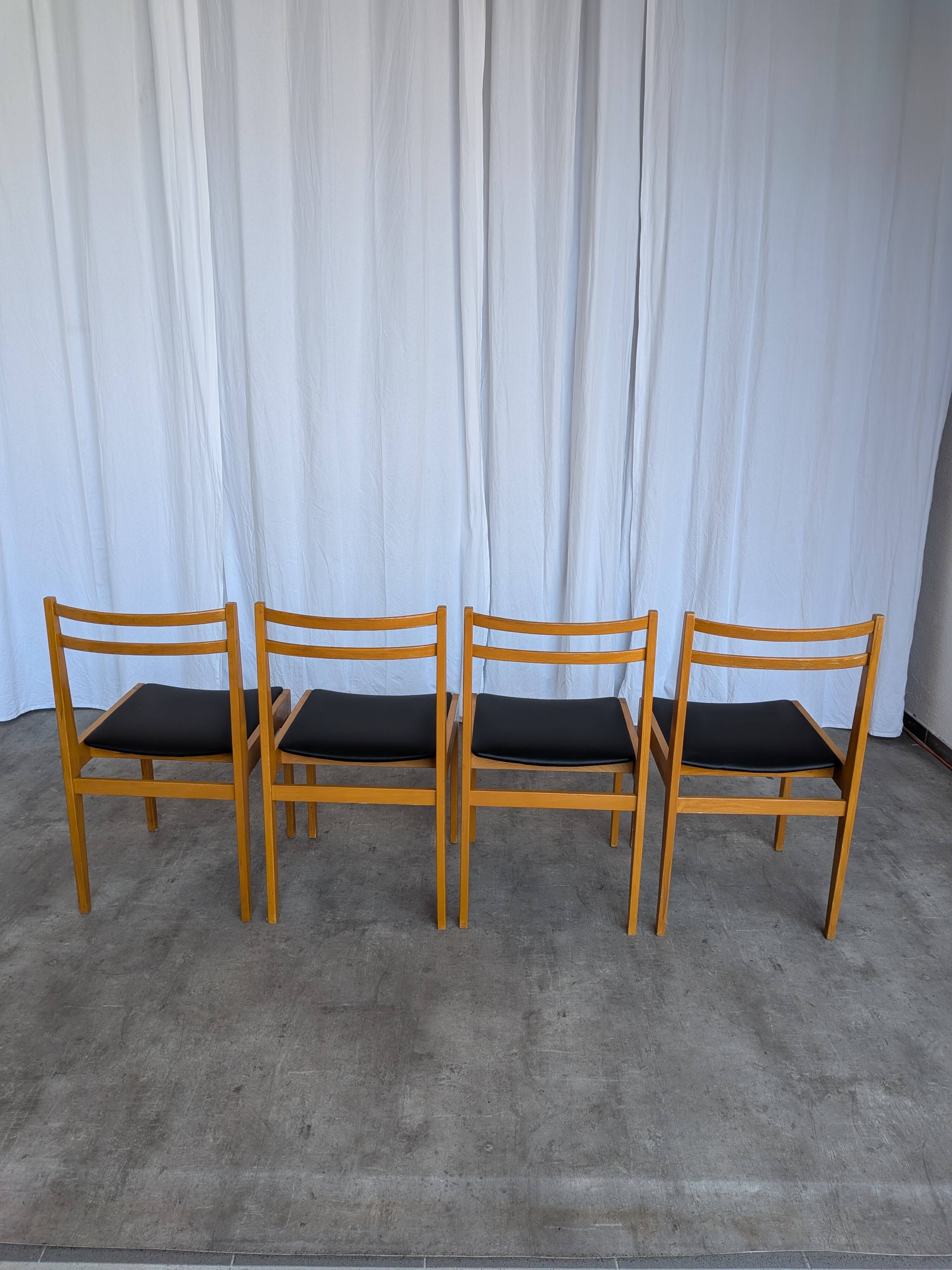 Set of 14 Vintage Scandinavian Dining Chairs / Yugoslav Wooden Bistro Chair