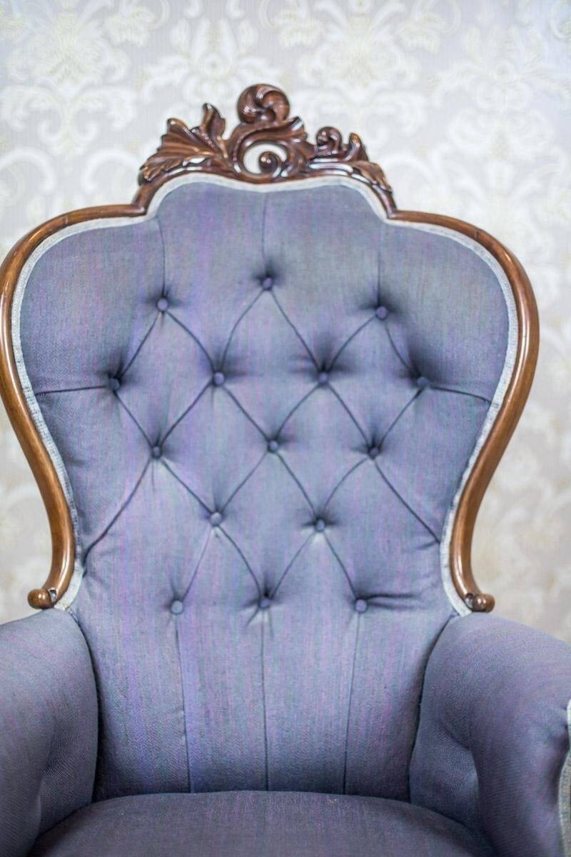 Neo-Rococo Walnut Chair with Violet Fabric, 1860