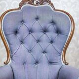 Neo-Rococo Walnut Chair with Violet Fabric, 1860