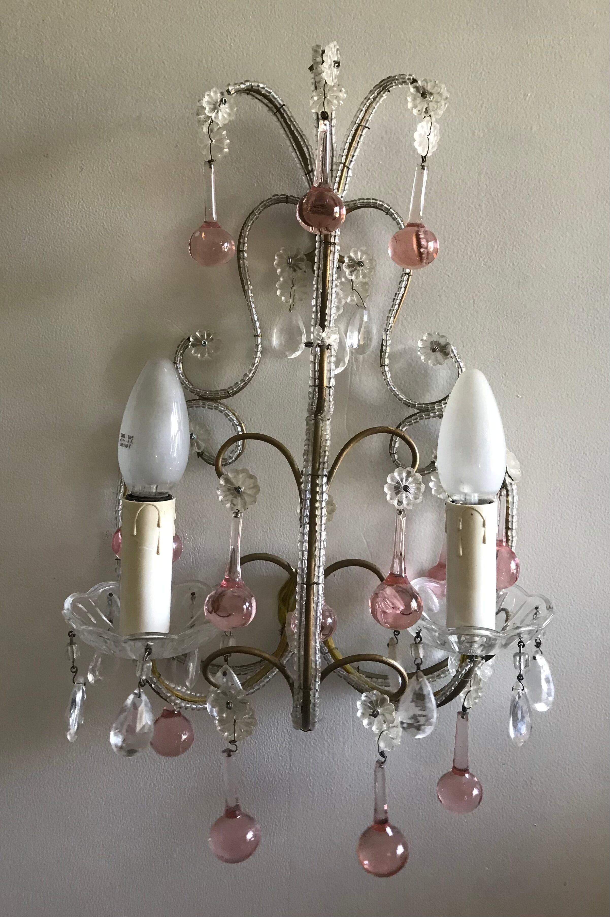 Pairs of Murano crystal wall lamps 1940