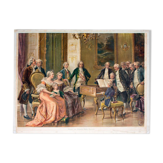 Affiche Maria Theresia "le jeune Wolfgang Amadeus Mozart" grille éducatif, publié par Friedrich Sperl 1949