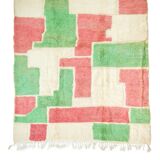 Moroccan Berber rug in green and pink.