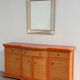Vintage rattan & wood orange curved sideboard, 1980s