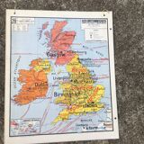 Carte scolaire N°28/28bis Iles britanniques Vidal-Lablache Armand Colin