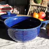 Handmade blue ceramic bowl, vintage