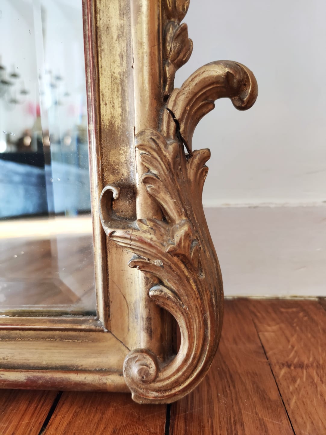 Large gilded mirror louis XV rockery  142x99cm