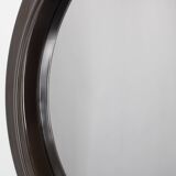 1970s Italian round mirror in dark brown plastic frame