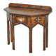 Antique Leather Studded Console Table in Gothic Pugin Style Restored