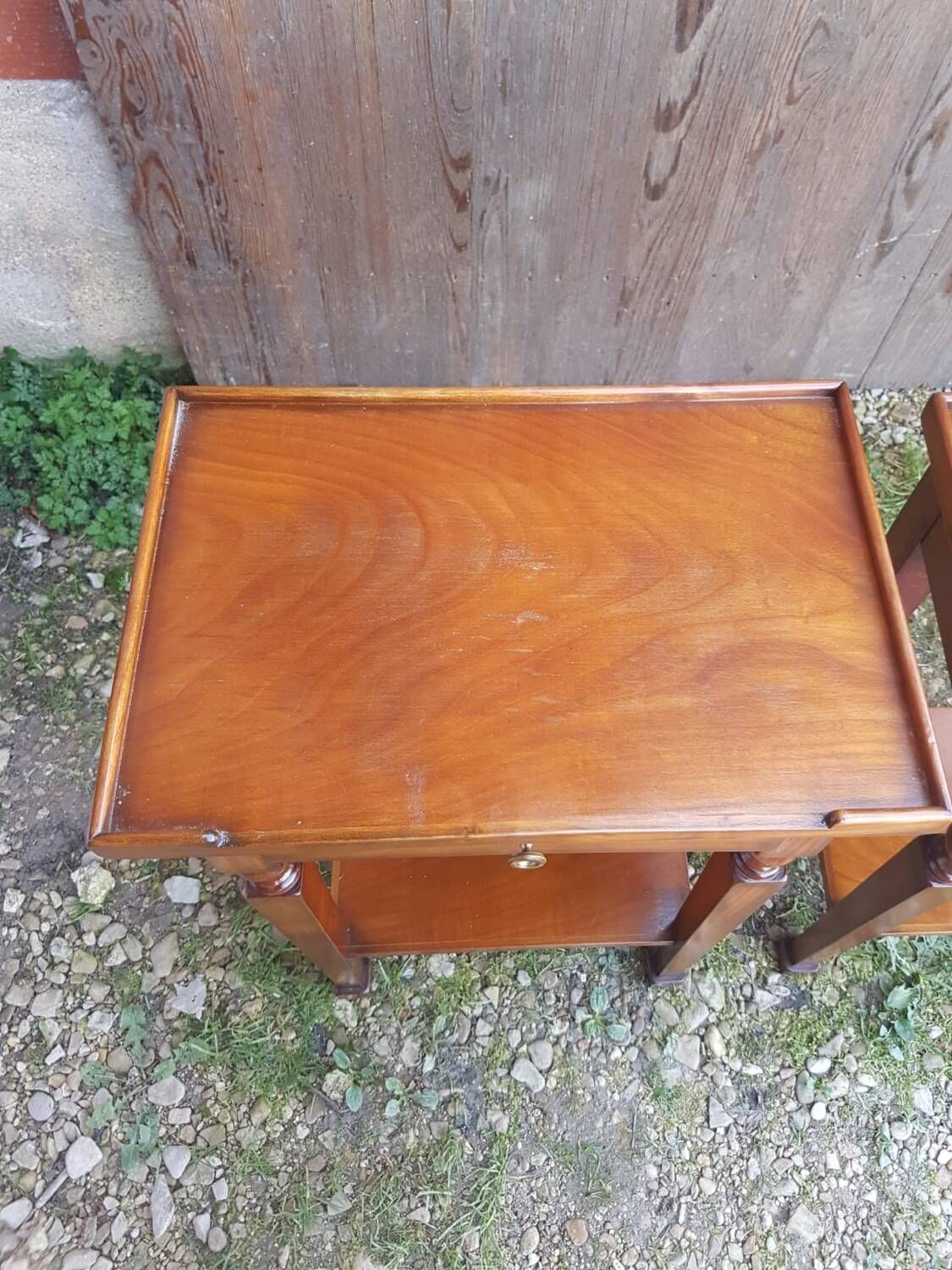 Pair of bedside nightstands with vintage wooden drawer