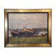 "Boats moored on the shore" Gerard Beutner, Art Deco, 1920s – Poland