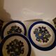 Faience Colditz Inglasur Lot 5 dessert plates blue flowers pattern