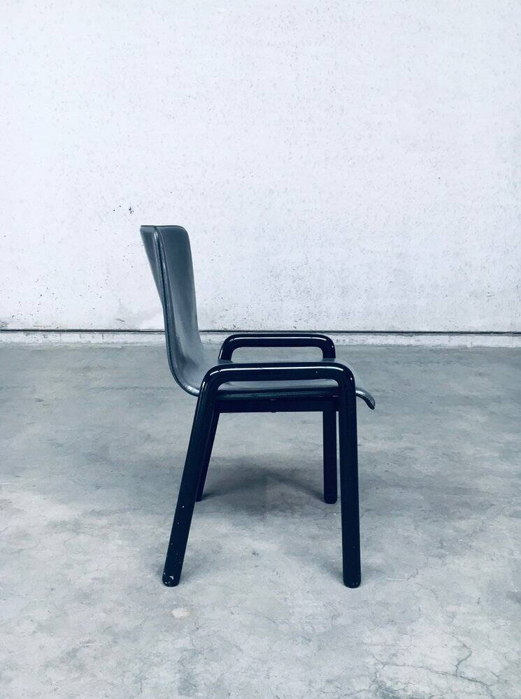 Postmodern Leather Dining Chairs, Italy, 1980s, Set of 4