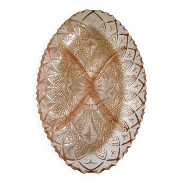 Plateau en verre rosé