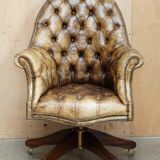 Chesterfield executive armchair in aniline leather