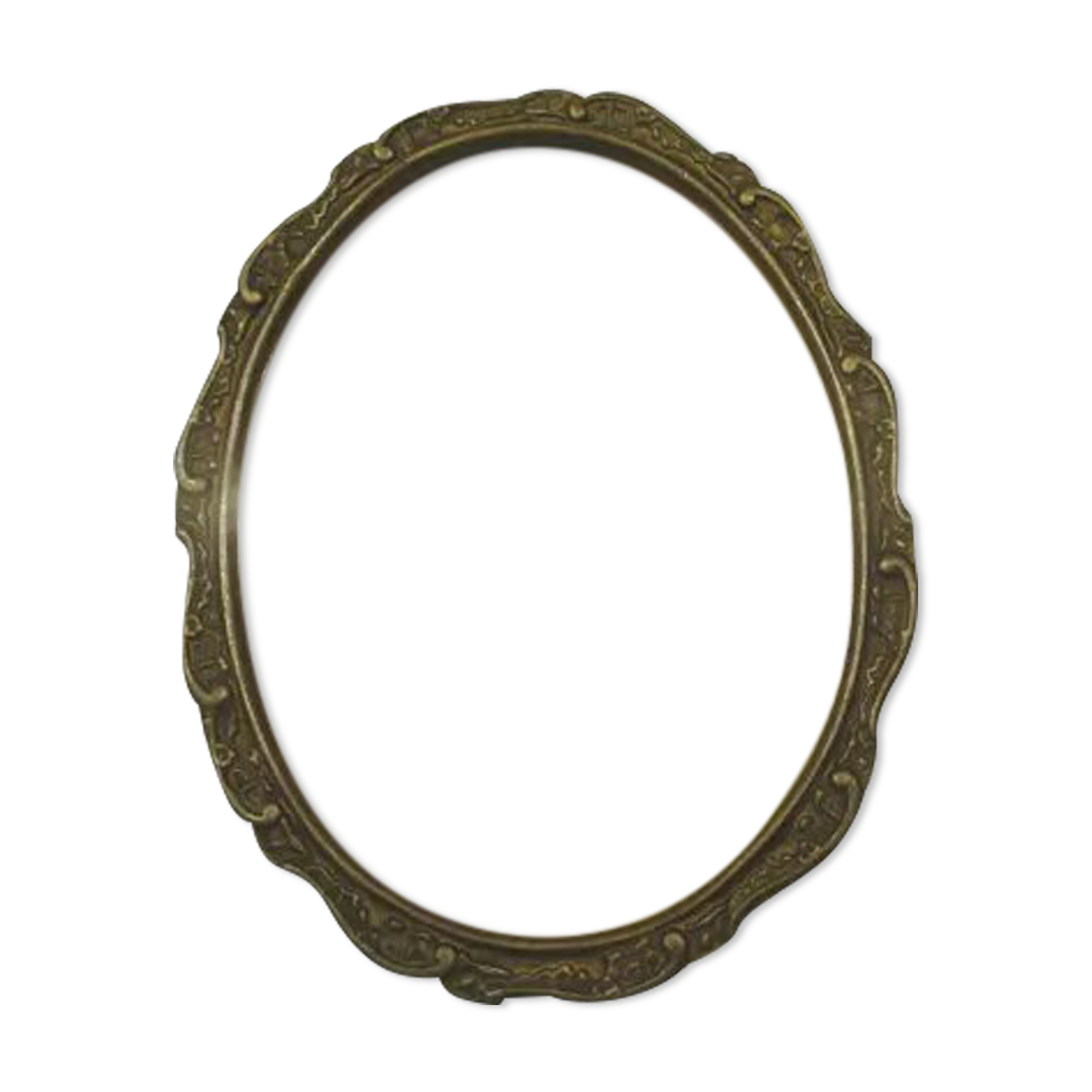 Old wall frame in carved wood and gilded stucco, oval