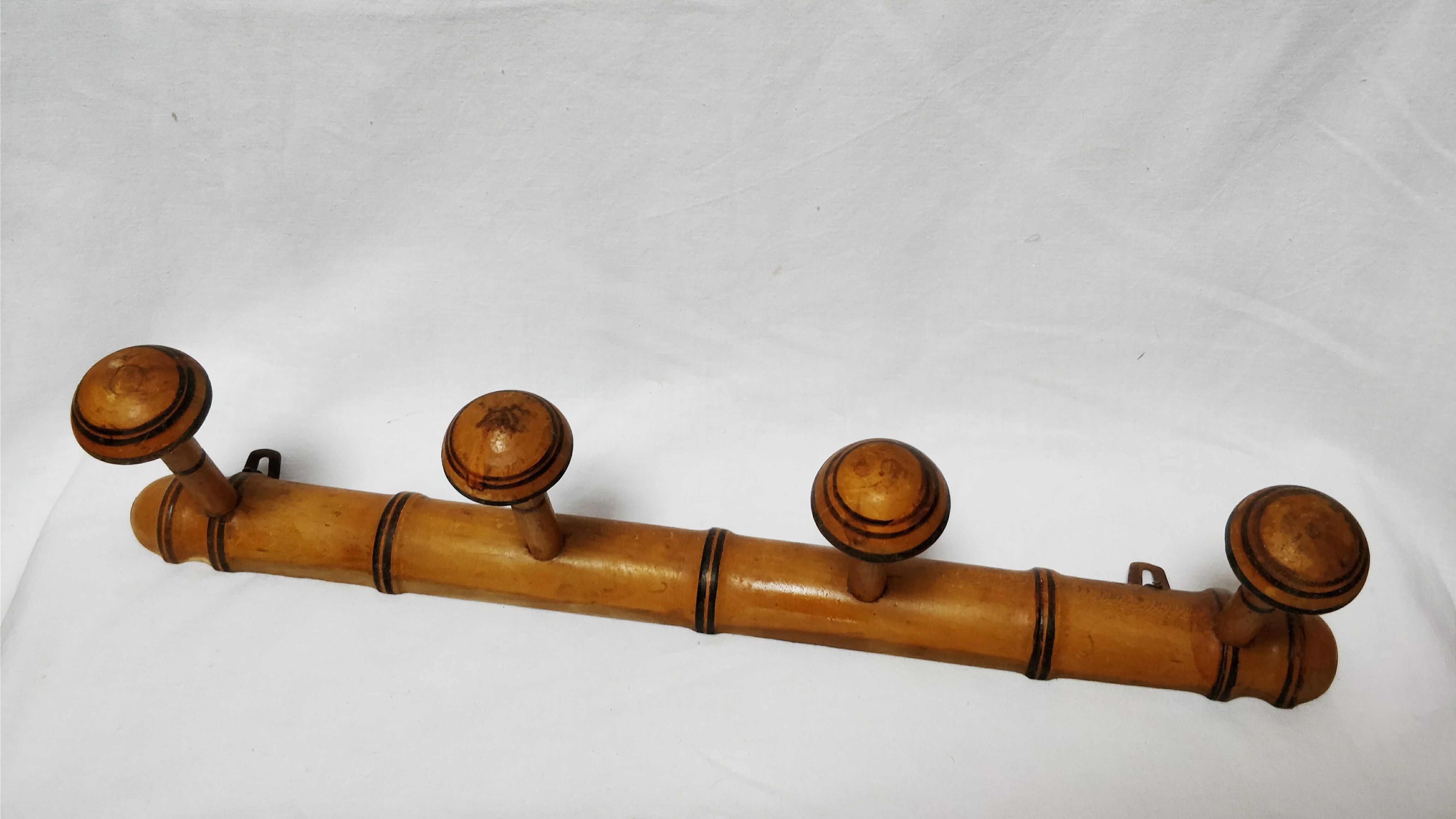 Vintage wooden wall coat rack