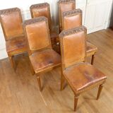 Set of 6 Art Deco carved walnut chairs, Circa 1920